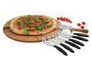 tabla de cortar para pizza con 6 cuchillos y cortador
