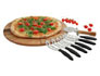 tagliere in legno per pizza, con 6 coltelli inox e rotella tagliapizza, WD LIFESTYLE